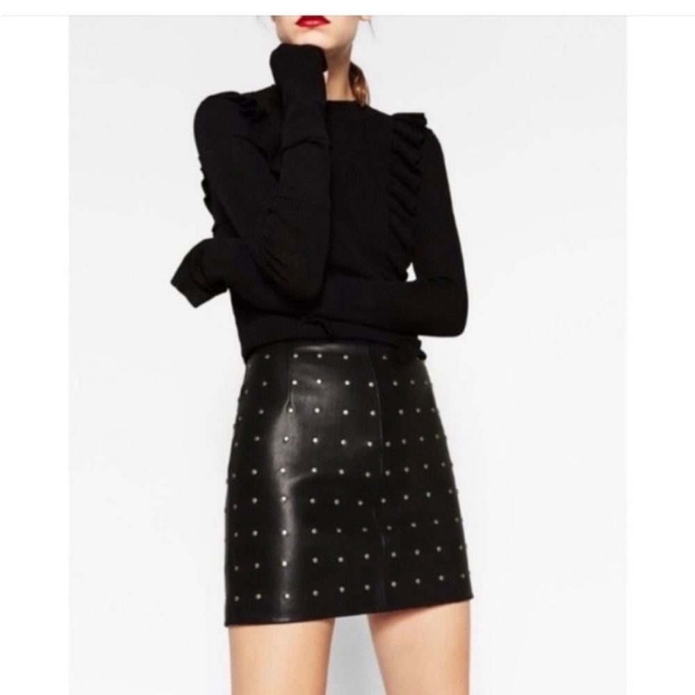 Zara Black Mini Skirt with Studs
